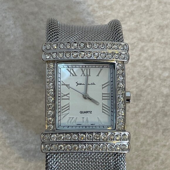 Vintage Susan Lucci Rhinestone Mesh Cuff Bracelet Watch/Analog - Picture 12 of 12